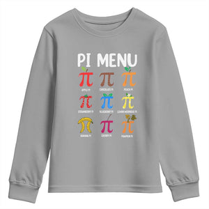Funny Number Pi Youth Sweatshirt Pi Menu 3.14 Pi Symbol - Math Teacher Happy Pi Day TS02 Sport Gray Print Your Wear