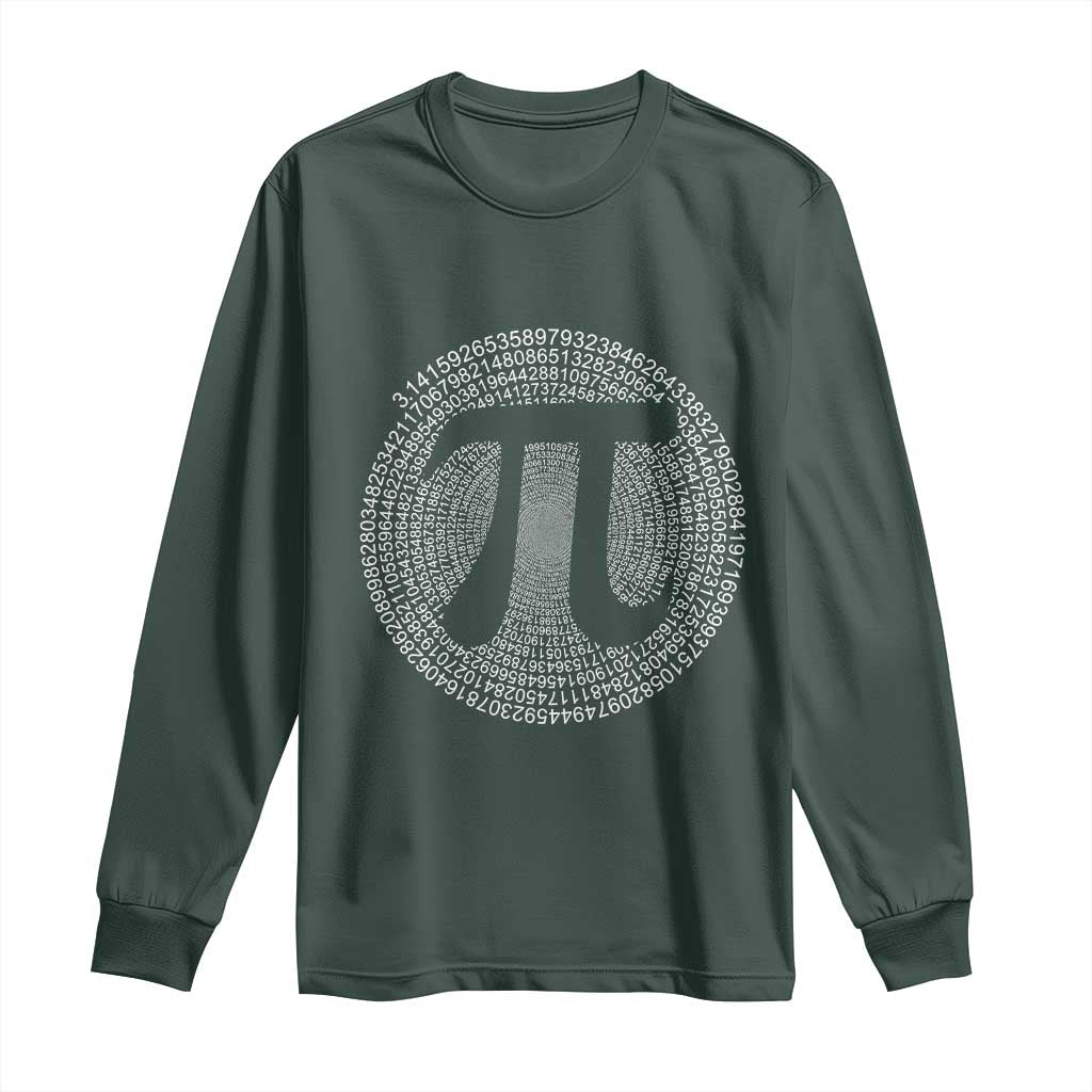 Funny Number Pi Long Sleeve Shirt Pi 3.14 Pi Number Symbol Math Science Gift TS02 Dark Forest Green Print Your Wear