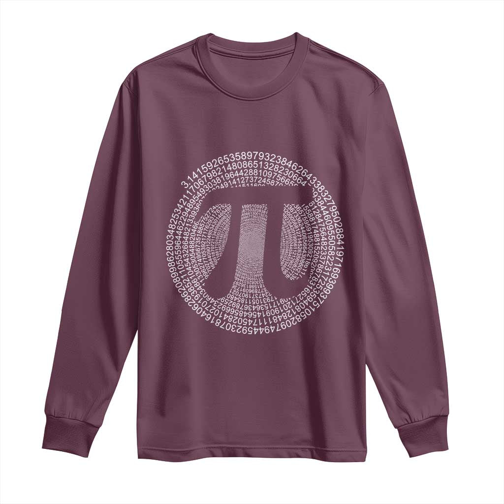 Funny Number Pi Long Sleeve Shirt Pi 3.14 Pi Number Symbol Math Science Gift TS02 Maroon Print Your Wear