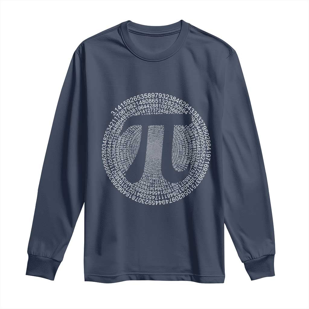 Funny Number Pi Long Sleeve Shirt Pi 3.14 Pi Number Symbol Math Science Gift TS02 Navy Print Your Wear