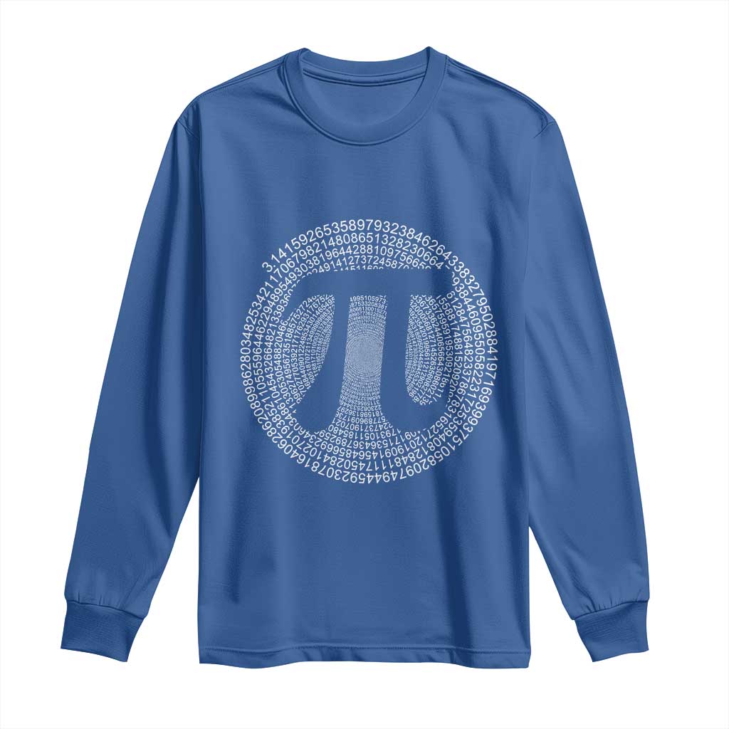 Funny Number Pi Long Sleeve Shirt Pi 3.14 Pi Number Symbol Math Science Gift TS02 Royal Blue Print Your Wear