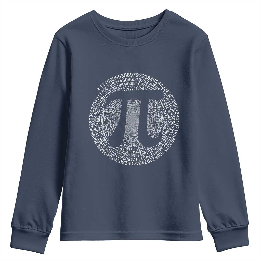 Funny Number Pi Youth Sweatshirt Pi 3.14 Pi Number Symbol Math Science Gift TS02 Navy Print Your Wear