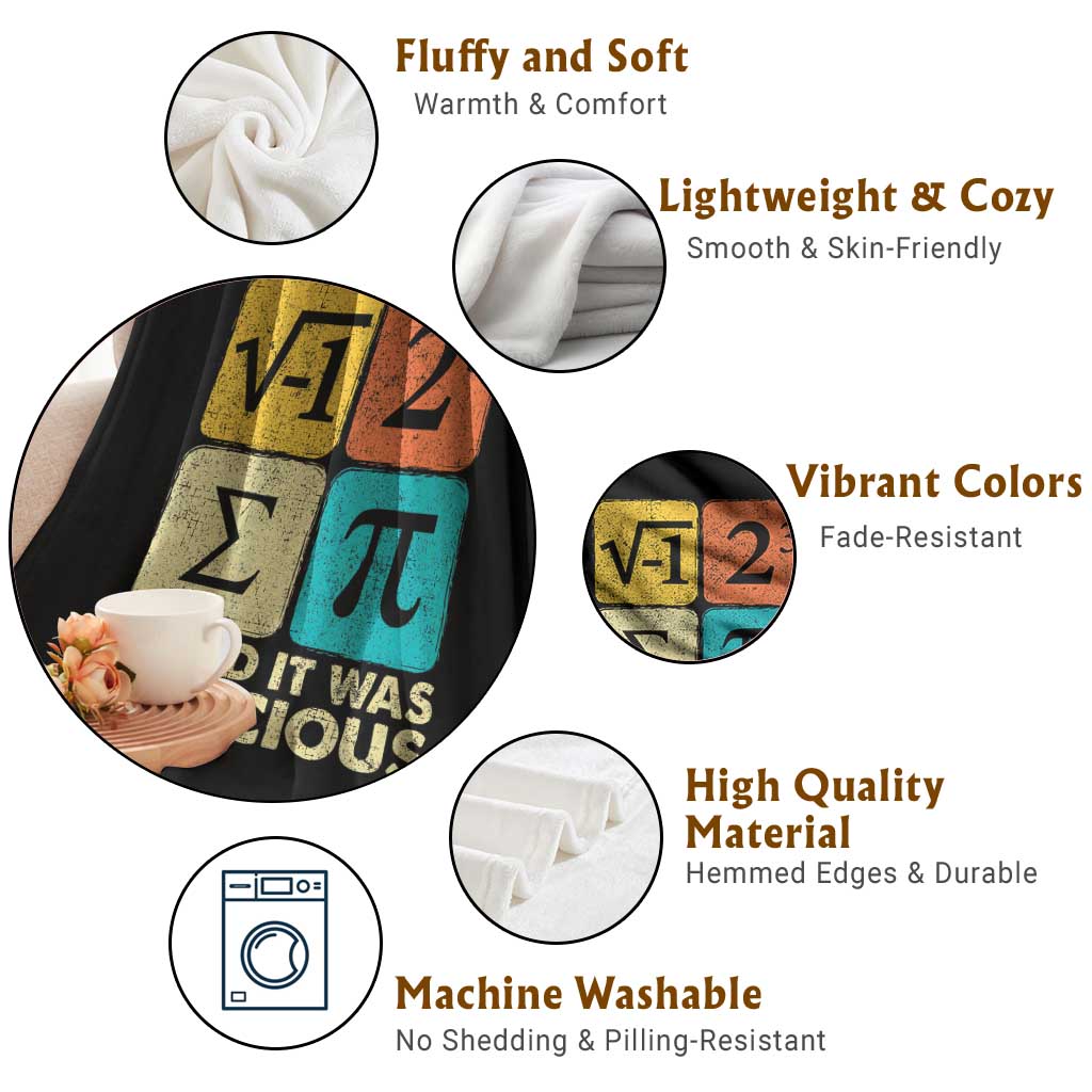 Funny Number Pi Throw Blanket I Ate Some Pie and It Was Delicious Funny PI Day Math Pun TS02 Print Your Wear