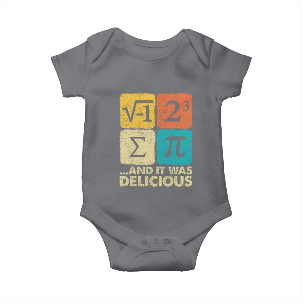 Funny Number Pi Baby Onesie I Ate Some Pie and It Was Delicious Funny PI Day Math Pun TS02 Charcoal Print Your Wear