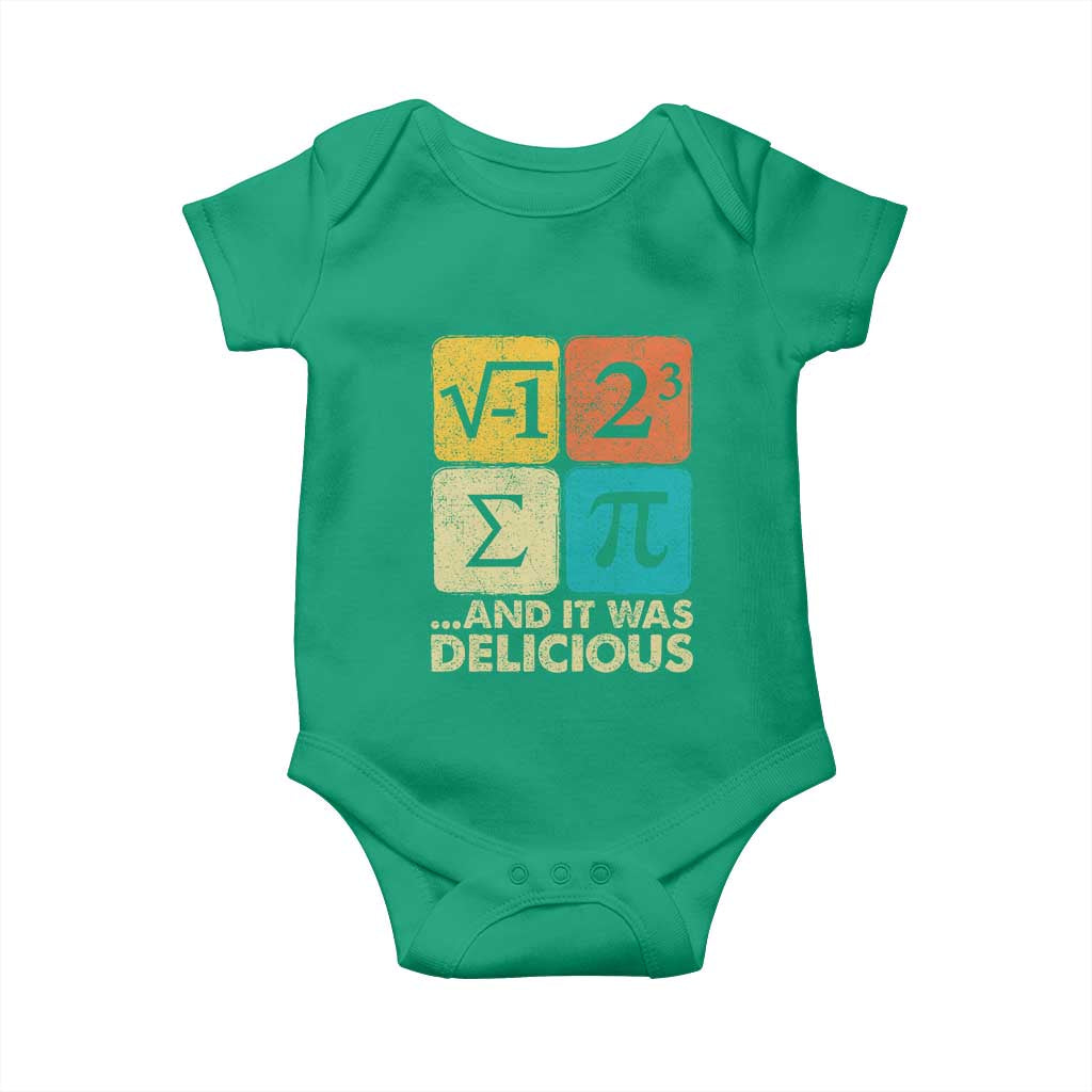 Funny Number Pi Baby Onesie I Ate Some Pie and It Was Delicious Funny PI Day Math Pun TS02 Irish Green Print Your Wear