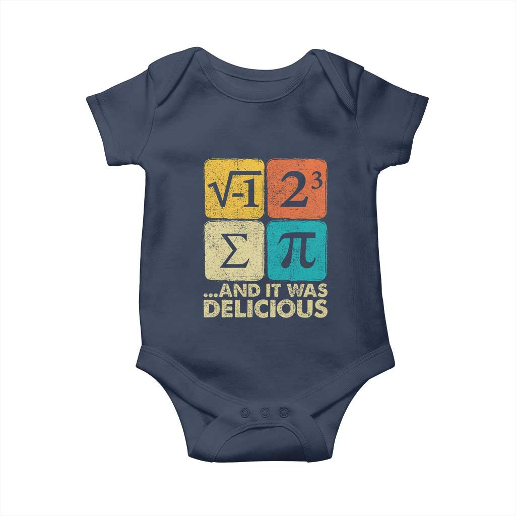 Funny Number Pi Baby Onesie I Ate Some Pie and It Was Delicious Funny PI Day Math Pun TS02 Navy Print Your Wear