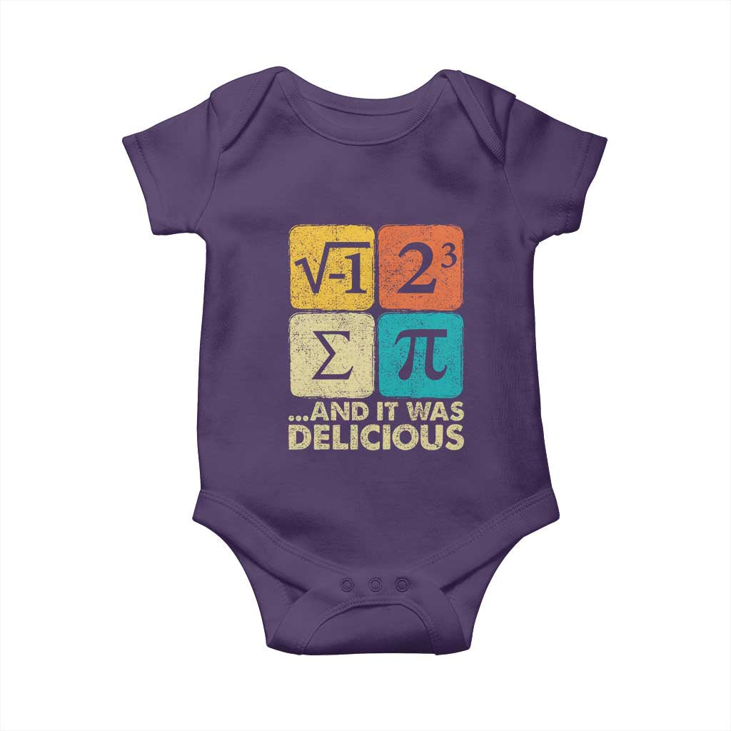 Funny Number Pi Baby Onesie I Ate Some Pie and It Was Delicious Funny PI Day Math Pun TS02 Purple Print Your Wear