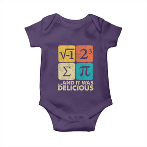 Funny Number Pi Baby Onesie I Ate Some Pie and It Was Delicious Funny PI Day Math Pun TS02 Purple Print Your Wear