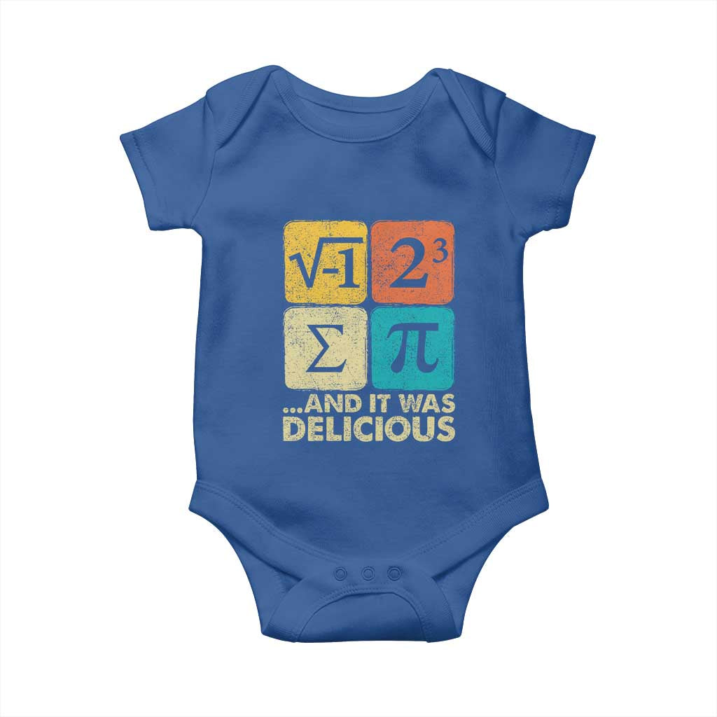 Funny Number Pi Baby Onesie I Ate Some Pie and It Was Delicious Funny PI Day Math Pun TS02 Royal Blue Print Your Wear