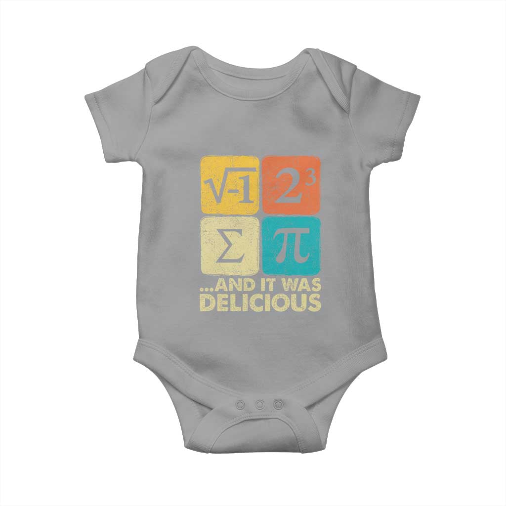 Funny Number Pi Baby Onesie I Ate Some Pie and It Was Delicious Funny PI Day Math Pun TS02 Sport Gray Print Your Wear
