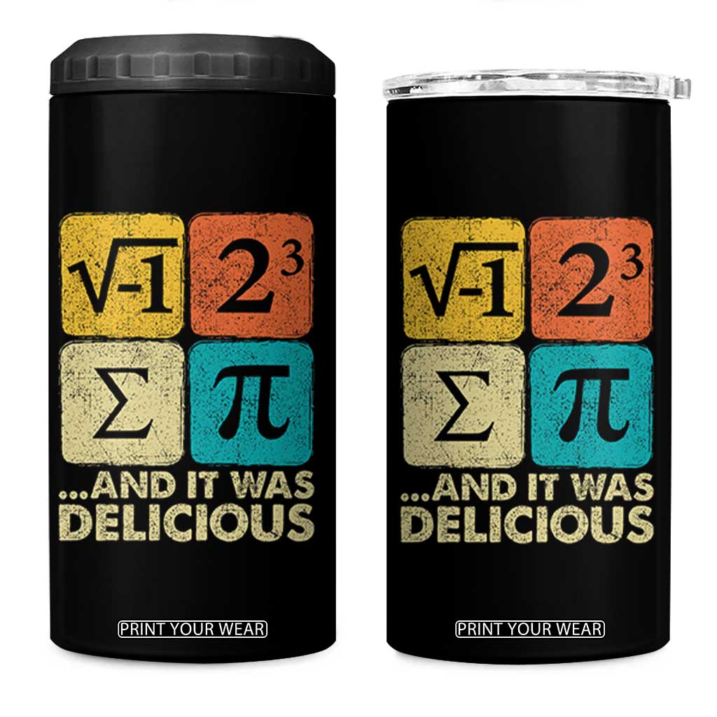 Funny Number Pi 4 in 1 Can Cooler Tumbler I Ate Some Pie and It Was Delicious Funny PI Day Math Pun TS02 One Size: 16 oz Black Print Your Wear