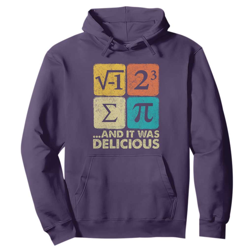 Funny Number Pi Hoodie I Ate Some Pie and It Was Delicious Funny PI Day Math Pun TS02 Purple Print Your Wear