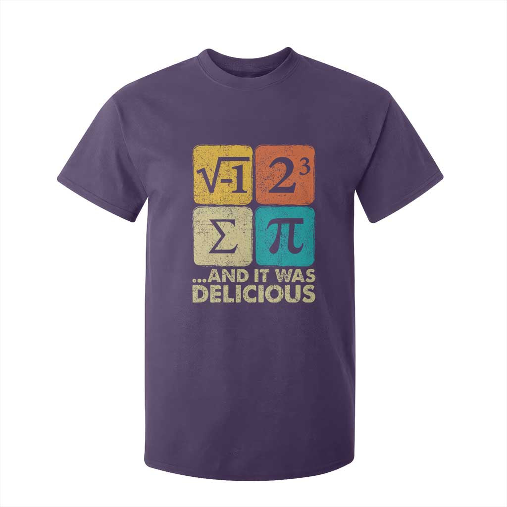 Funny Number Pi T Shirt For Kid I Ate Some Pie and It Was Delicious Funny PI Day Math Pun TS02 Purple Print Your Wear
