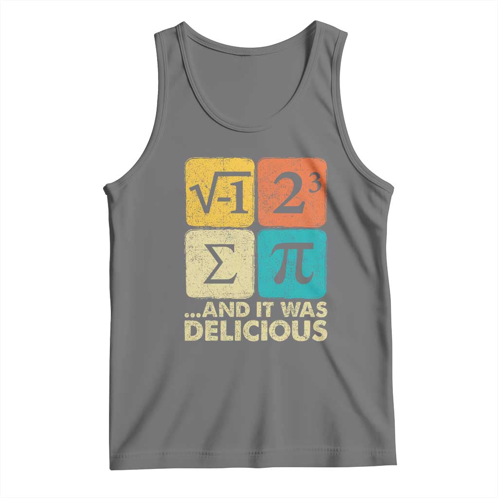 Funny Number Pi Tank Top I Ate Some Pie and It Was Delicious Funny PI Day Math Pun TS02 Black Heather Print Your Wear