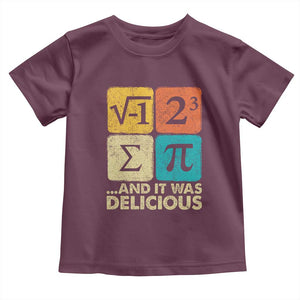 Funny Number Pi Toddler T Shirt I Ate Some Pie and It Was Delicious Funny PI Day Math Pun TS02 Maroon Print Your Wear