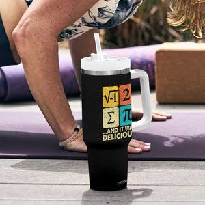 Funny Number Pi Tumbler With Handle I Ate Some Pie and It Was Delicious Funny PI Day Math Pun TS02 Print Your Wear