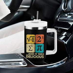 Funny Number Pi Tumbler With Handle I Ate Some Pie and It Was Delicious Funny PI Day Math Pun TS02 Print Your Wear