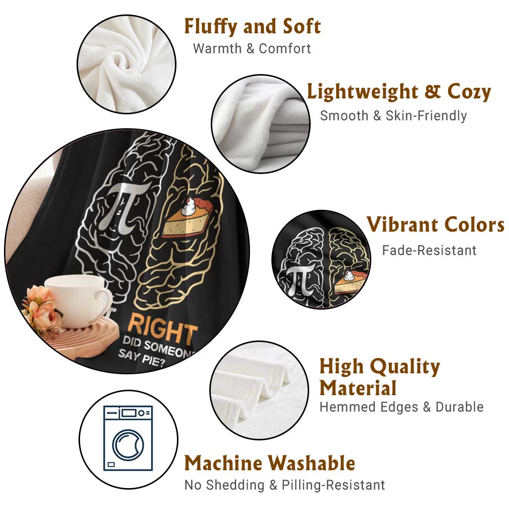 Funny Pi Day Throw Blanket Left Vs Right Brain Pie Shirt Math Geek Gift TS02 Print Your Wear