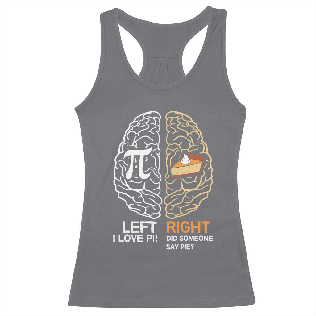Funny Pi Day Racerback Tank Top Left Vs Right Brain Pie Shirt Math Geek Gift TS02 Charcoal Print Your Wear