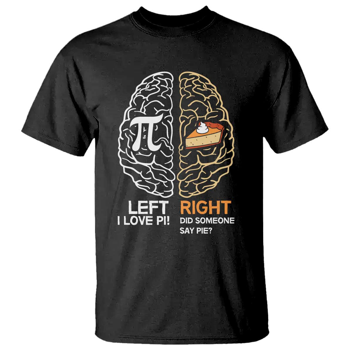 Funny Pi Day T Shirt Left Vs Right Brain Pie Shirt Math Geek Gift TS02 Black Print Your Wear