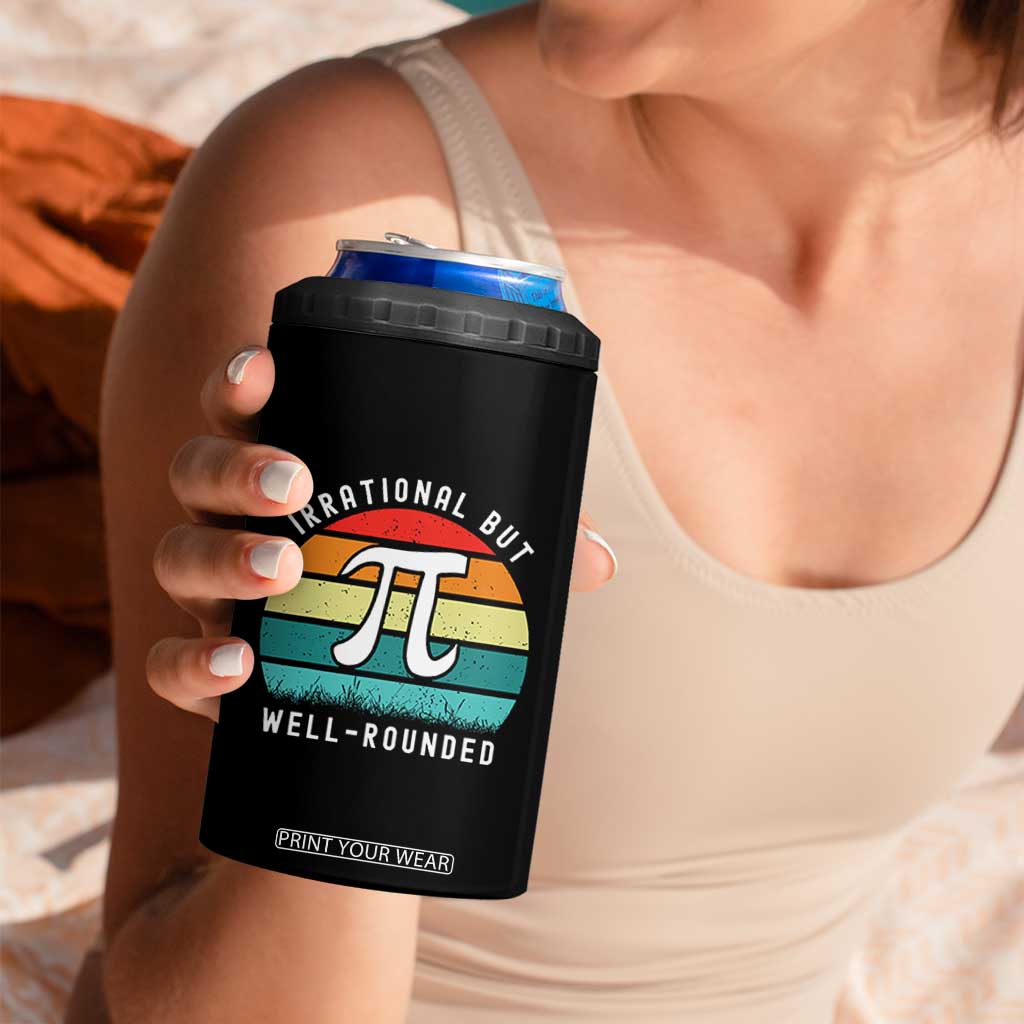 Funny Number Pi 4 in 1 Can Cooler Tumbler Retro Irrational But Well Rounded Pi Day Celebration Math TS02 Print Your Wear