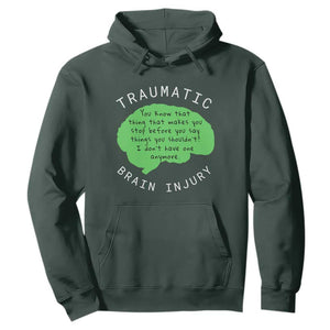 Traumatic Brain Injury Awareness Hoodie TBI Support TS02 Dark Forest Green Print Your Wear