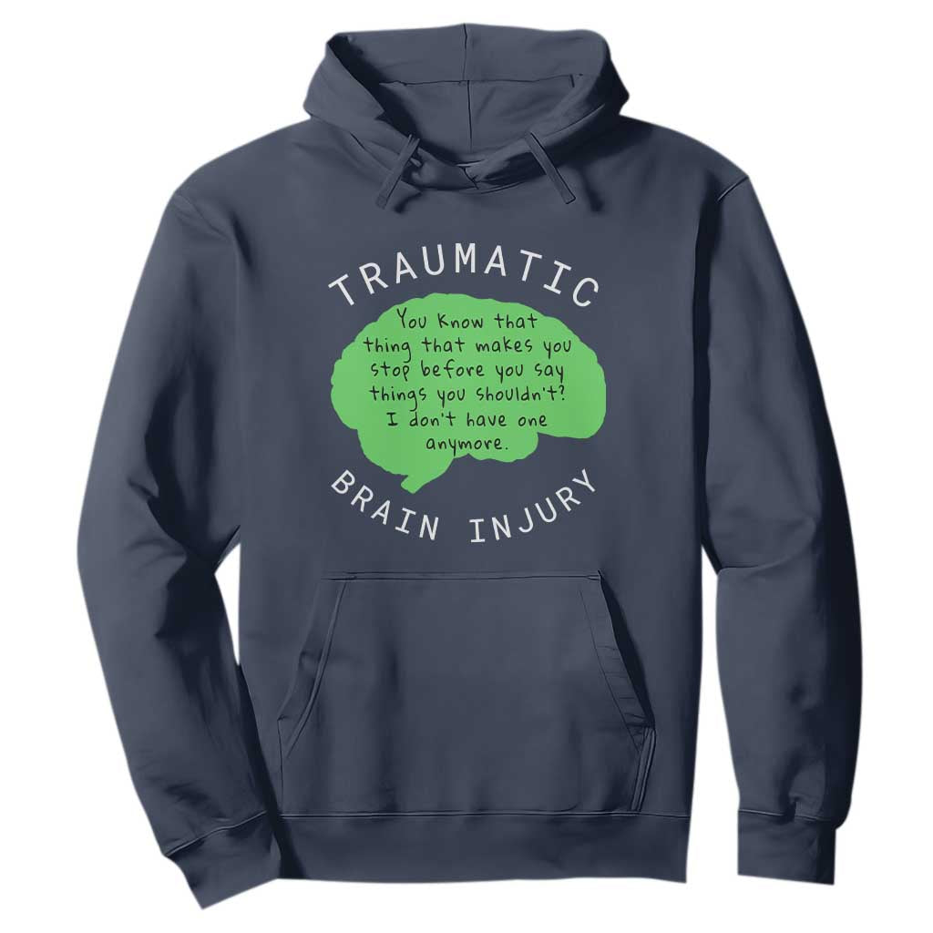 Traumatic Brain Injury Awareness Hoodie TBI Support TS02 Navy Print Your Wear