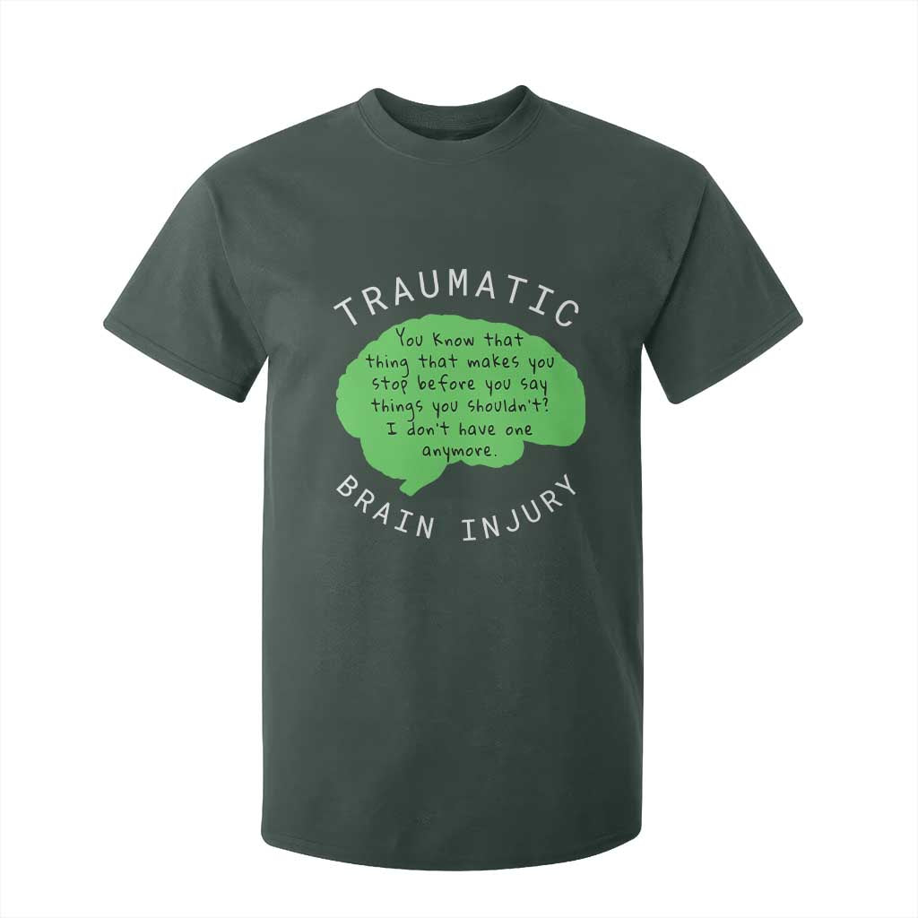 Traumatic Brain Injury Awareness T Shirt For Kid TBI Support TS02 Dark Forest Green Print Your Wear