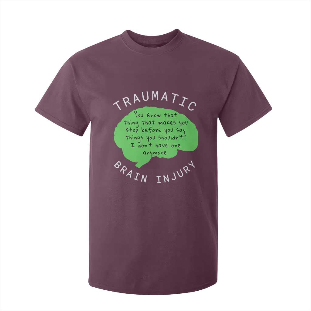 Traumatic Brain Injury Awareness T Shirt For Kid TBI Support TS02 Maroon Print Your Wear
