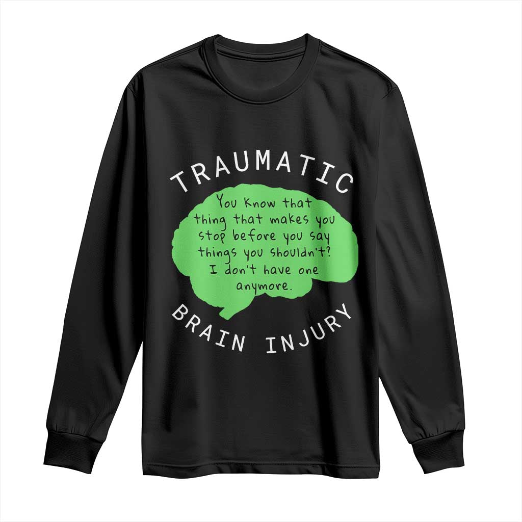 Traumatic Brain Injury Awareness Long Sleeve Shirt TBI Support TS02 Black Print Your Wear