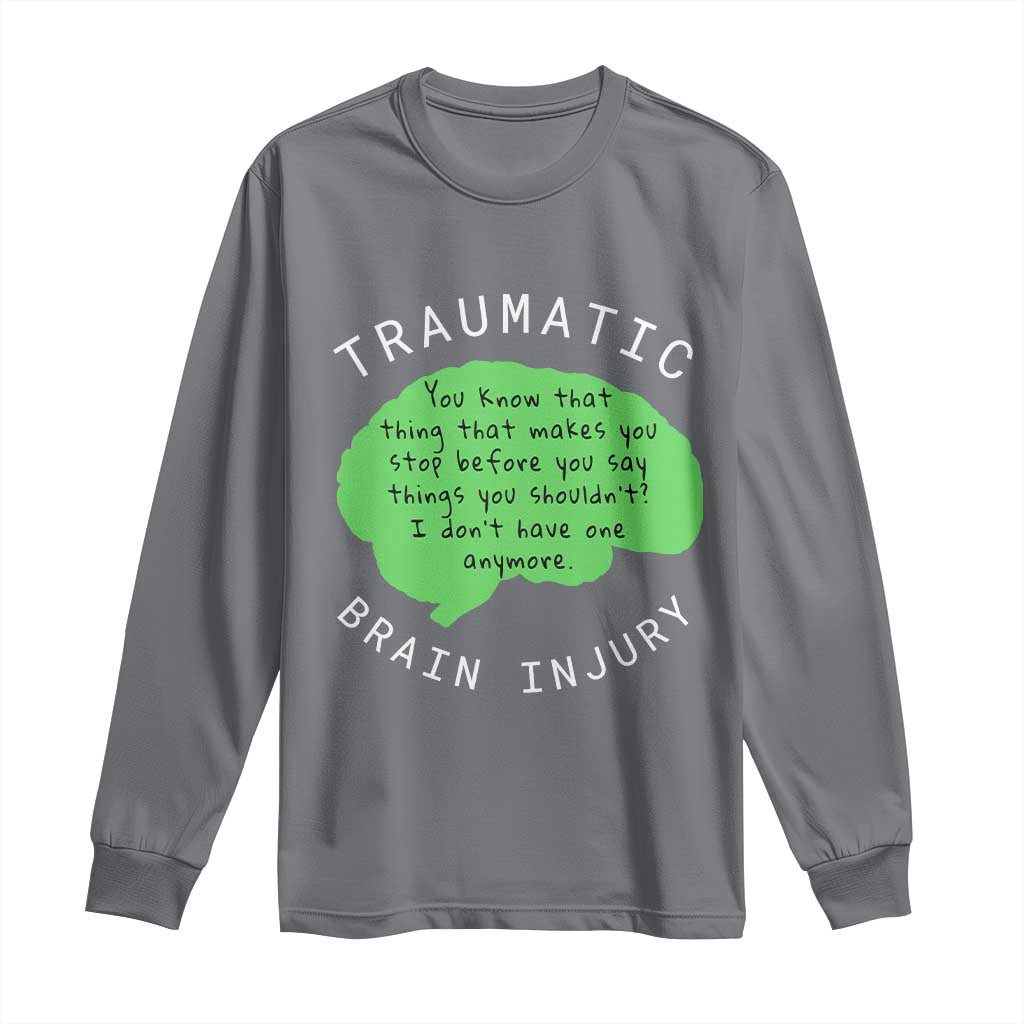 Traumatic Brain Injury Awareness Long Sleeve Shirt TBI Support TS02 Charcoal Print Your Wear