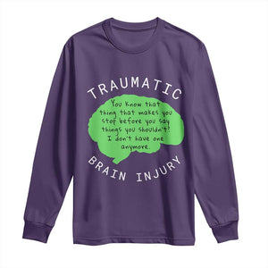 Traumatic Brain Injury Awareness Long Sleeve Shirt TBI Support TS02 Purple Print Your Wear