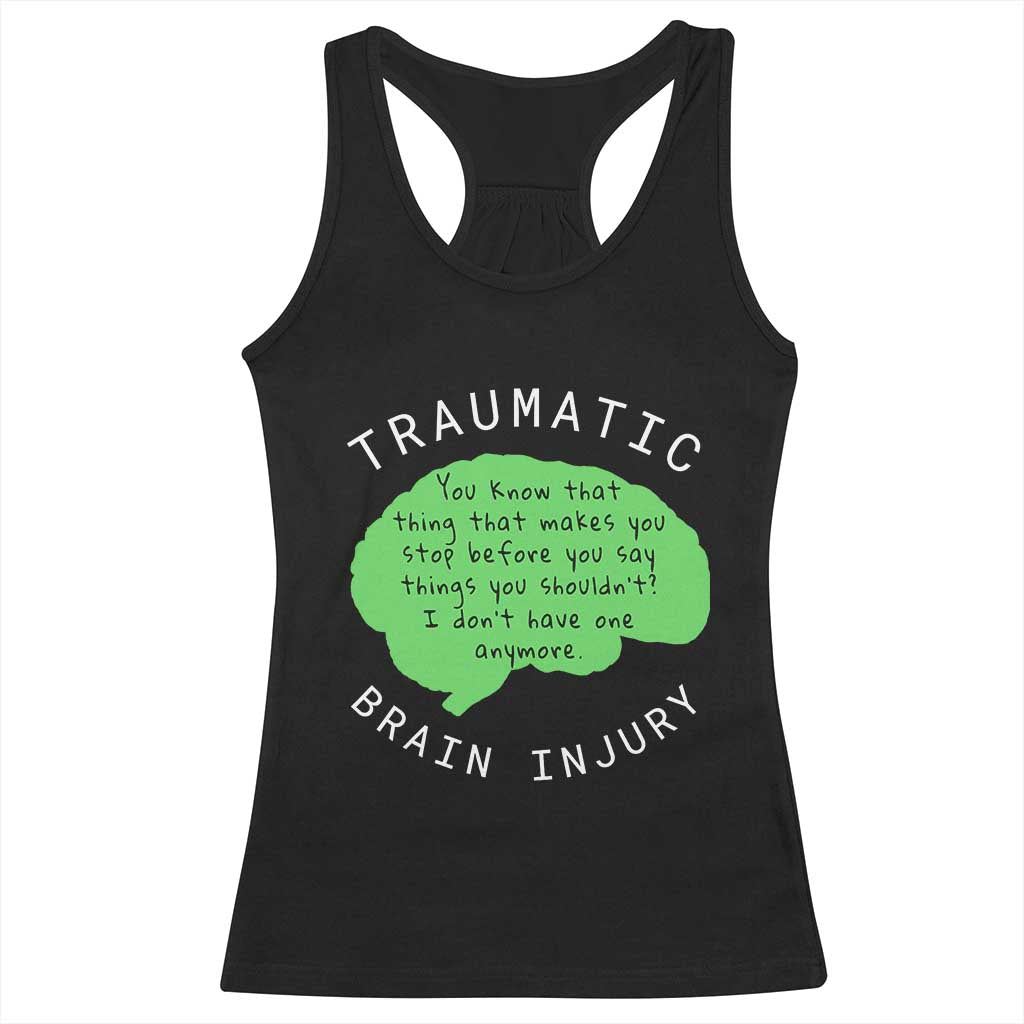 Traumatic Brain Injury Awareness Racerback Tank Top TBI Support TS02 Black Print Your Wear