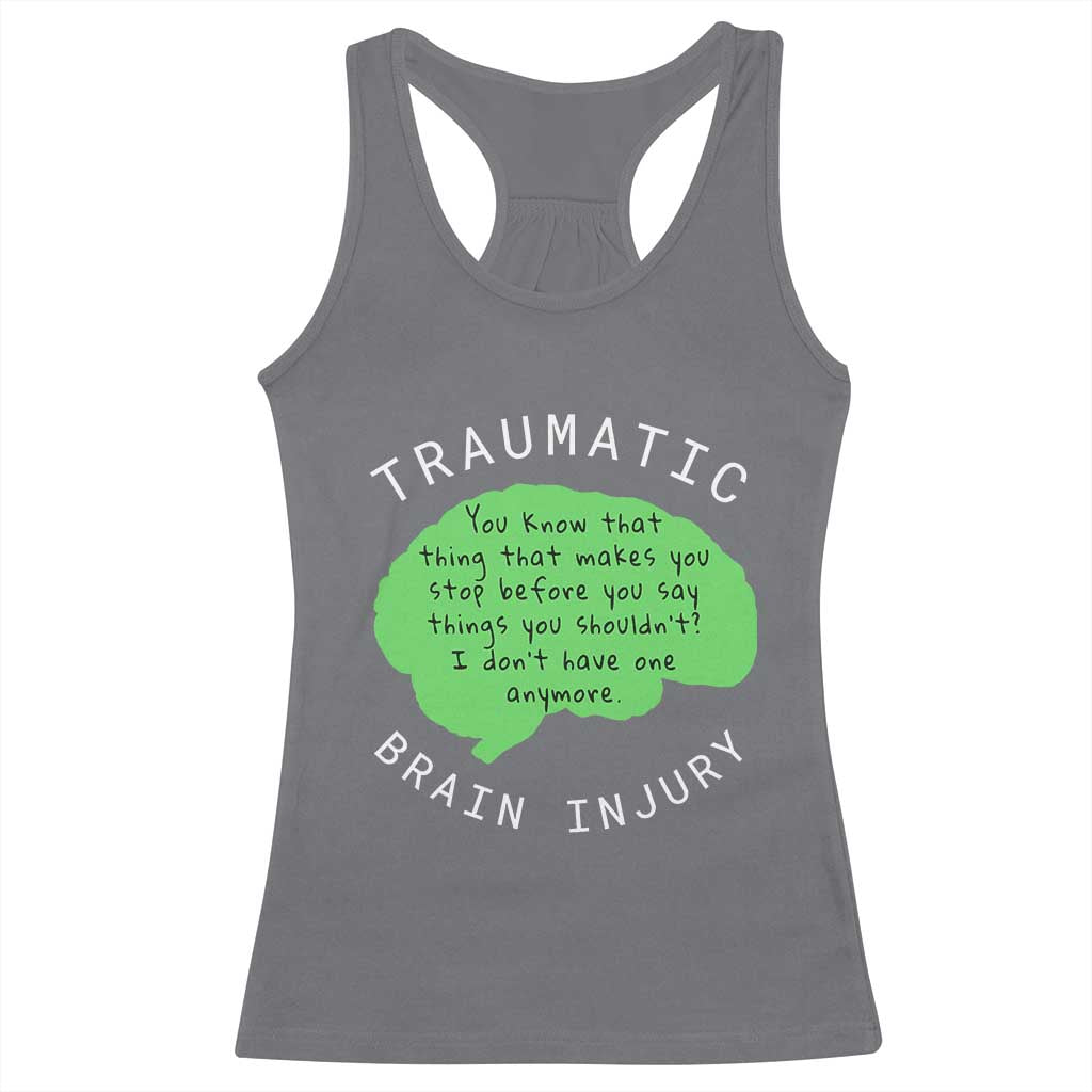 Traumatic Brain Injury Awareness Racerback Tank Top TBI Support TS02 Charcoal Print Your Wear