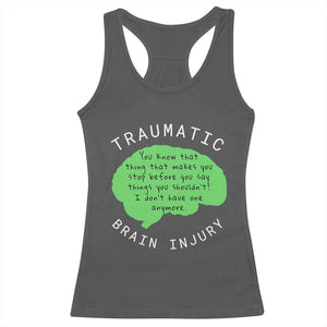 Traumatic Brain Injury Awareness Racerback Tank Top TBI Support TS02 Dark Heather Print Your Wear