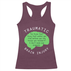 Traumatic Brain Injury Awareness Racerback Tank Top TBI Support TS02 Maroon Print Your Wear
