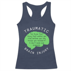 Traumatic Brain Injury Awareness Racerback Tank Top TBI Support TS02 Navy Print Your Wear