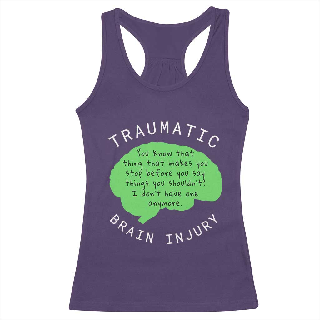 Traumatic Brain Injury Awareness Racerback Tank Top TBI Support TS02 Purple Print Your Wear