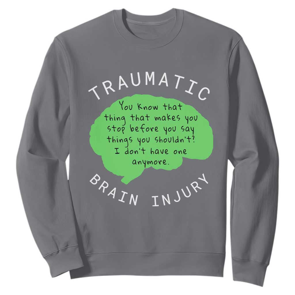 Traumatic Brain Injury Awareness Sweatshirt TBI Support TS02 Charcoal Print Your Wear