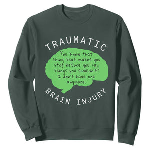 Traumatic Brain Injury Awareness Sweatshirt TBI Support TS02 Dark Forest Green Print Your Wear