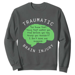Traumatic Brain Injury Awareness Sweatshirt TBI Support TS02 Dark Heather Print Your Wear