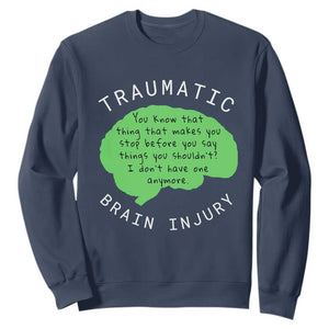 Traumatic Brain Injury Awareness Sweatshirt TBI Support TS02 Navy Print Your Wear