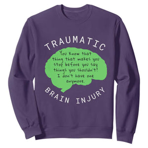Traumatic Brain Injury Awareness Sweatshirt TBI Support TS02 Purple Print Your Wear