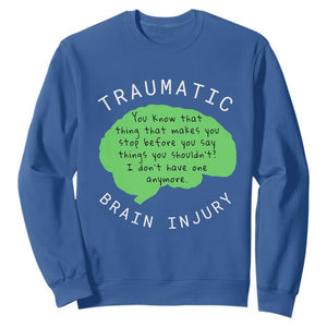 Traumatic Brain Injury Awareness Sweatshirt TBI Support TS02 Royal Blue Print Your Wear