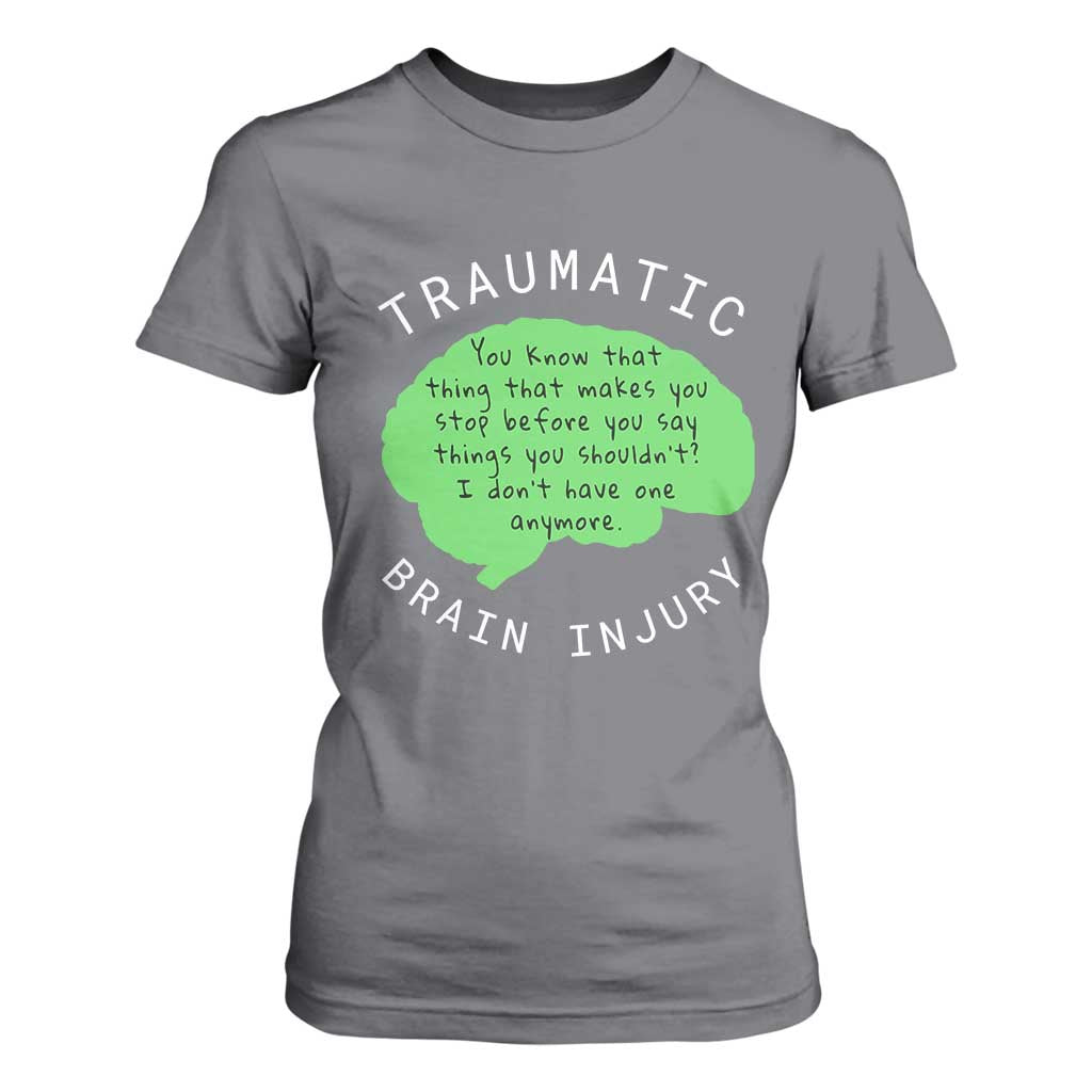 Traumatic Brain Injury Awareness T Shirt For Women TBI Support TS02 Charcoal Print Your Wear