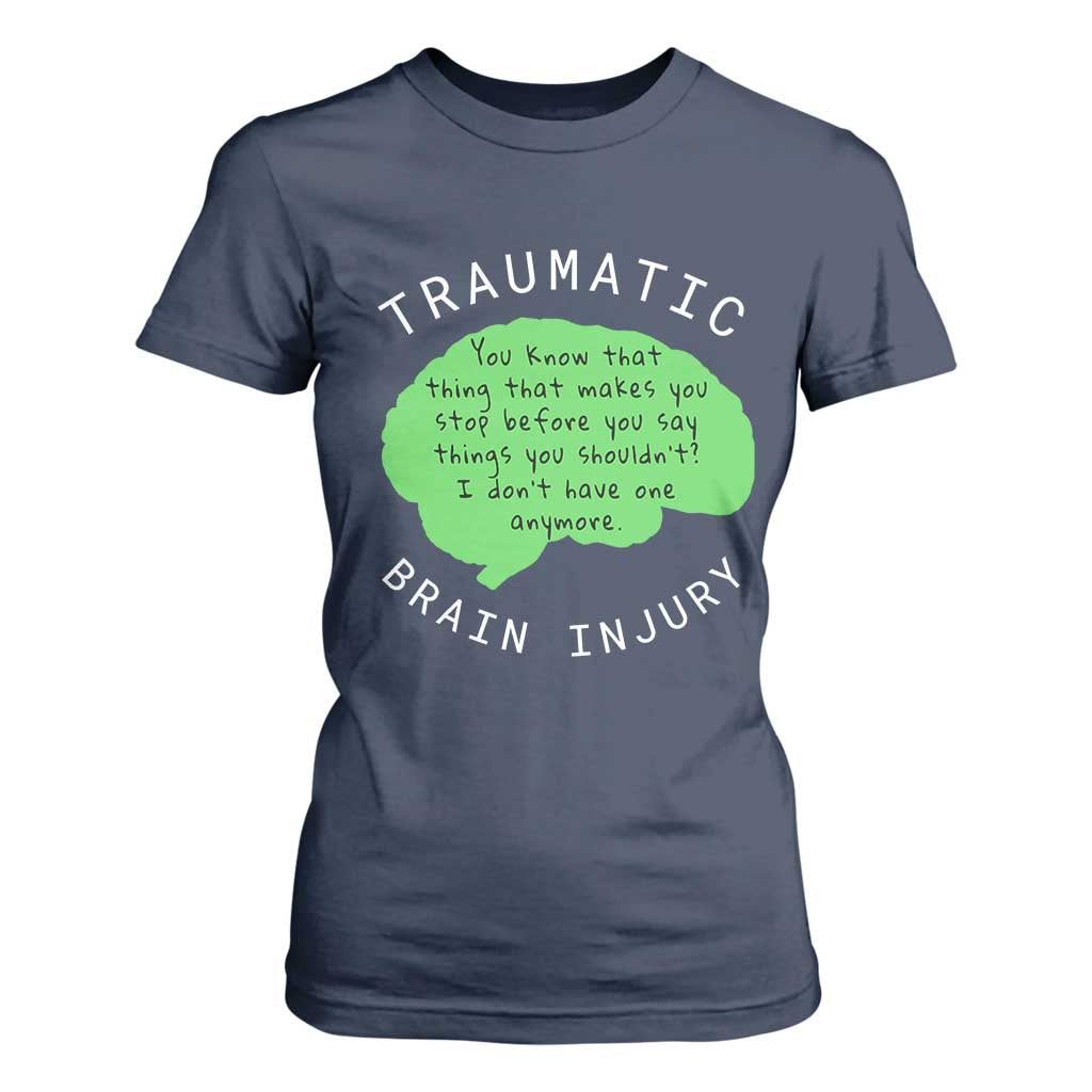 Traumatic Brain Injury Awareness T Shirt For Women TBI Support TS02 Navy Print Your Wear