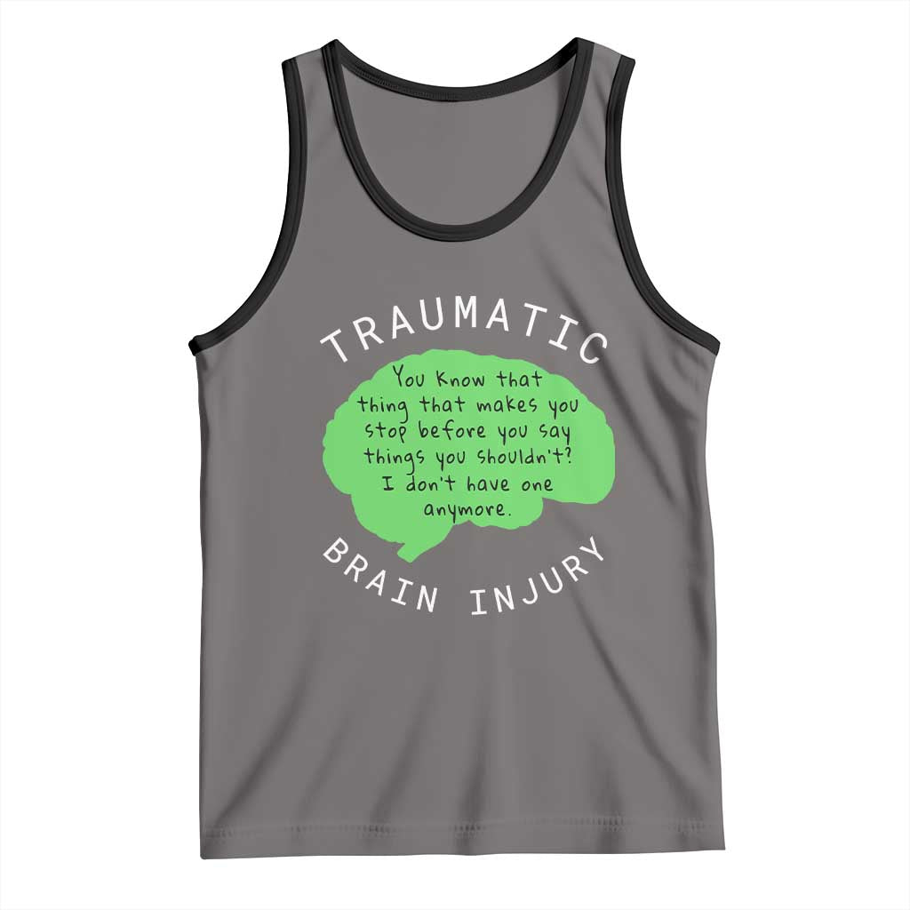 Traumatic Brain Injury Awareness Tank Top TBI Support TS02 Deep Heather Black Print Your Wear