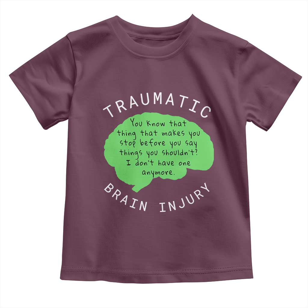 Traumatic Brain Injury Awareness Toddler T Shirt TBI Support TS02 Maroon Print Your Wear