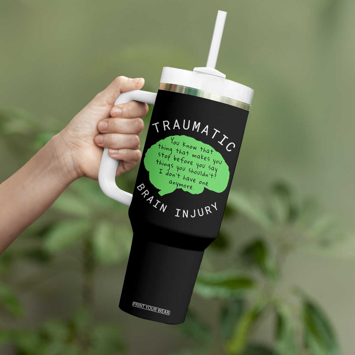 Traumatic Brain Injury Awareness Tumbler With Handle TBI Support TS02 Print Your Wear