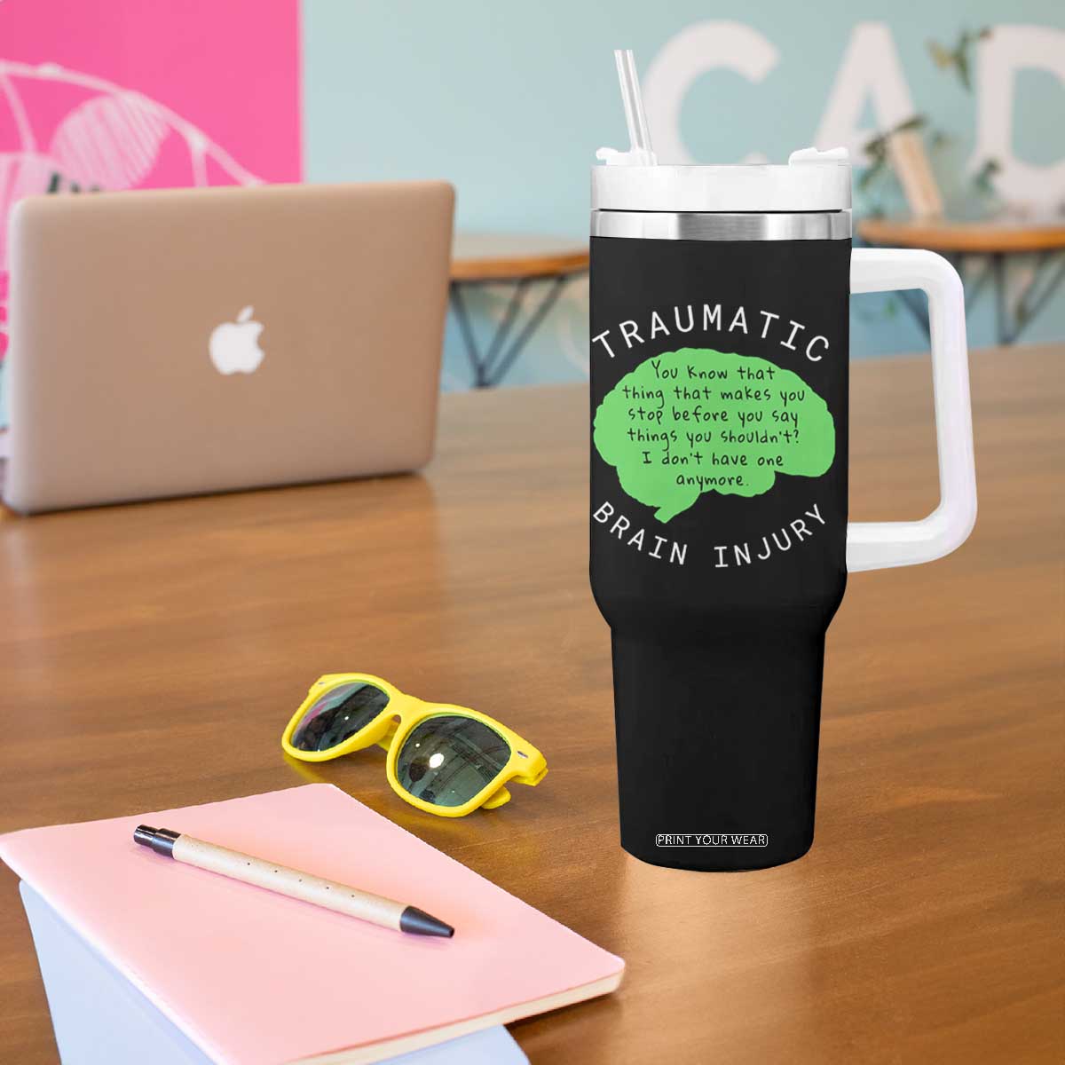 Traumatic Brain Injury Awareness Tumbler With Handle TBI Support TS02 Print Your Wear